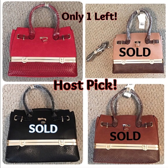 Storage Compartment Faux Leather Satchel Purse New - Picture 2 of 8